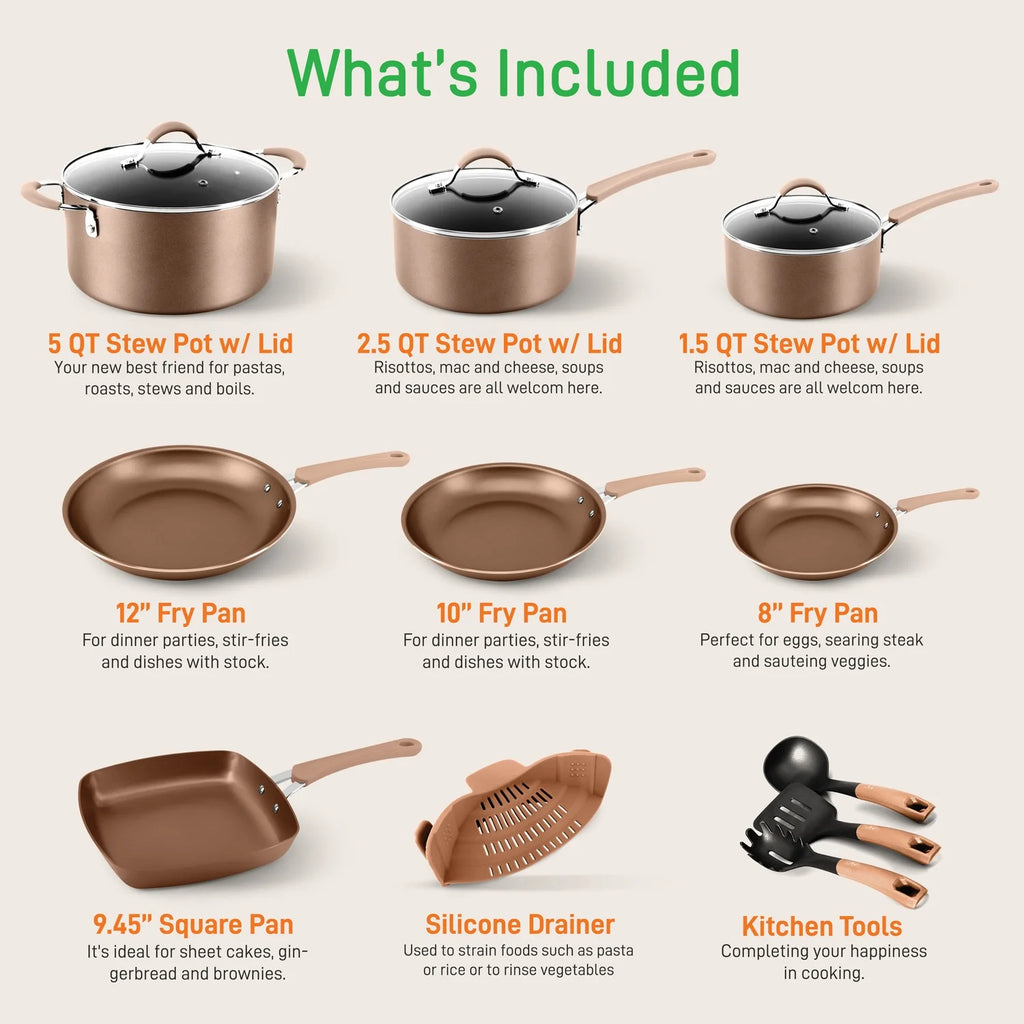 NutriChef NCCW20S 20-Piece Kitchenware Pots and Pans Set