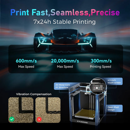 Flashforge 3D Printer Adventurer 5M, 3D Printers for Beginners Home DIY, High Speed Print Size 8.7 x 8.7 x 8.7in, Black