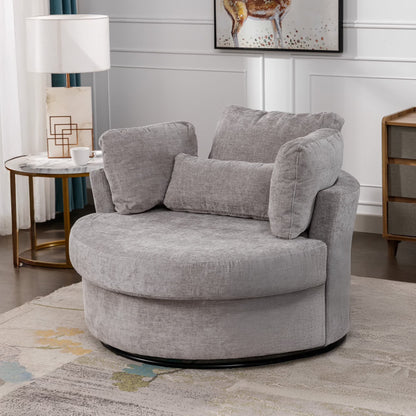 Muumblus Teddy Swivel Accent Barrel Chair, Modern Oversize Sherpa Comfy Round Reading Armchair for Living Room, Ivory