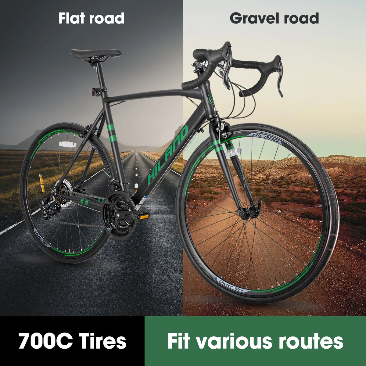 Hiland Aluminum Road Bike,Shimano 14 Speeds, 53/57cm Frame, Racing Bike for Men Mens Racing Bike