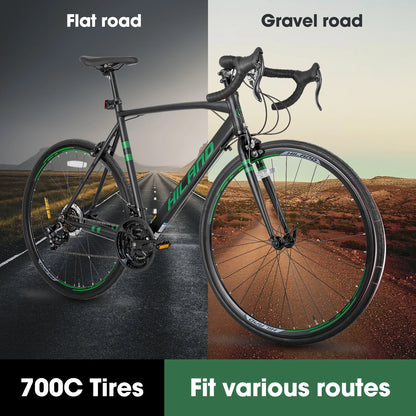 Hiland Aluminum Road Bike,Shimano 14 Speeds, 53/57cm Frame, Racing Bike for Men Mens Racing Bike
