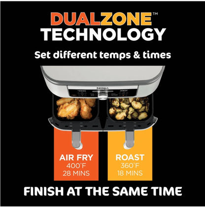 Ninja Foodi 6-in-1, 8 Quart 2-Basket Air Fryer with DualZone Technology -White