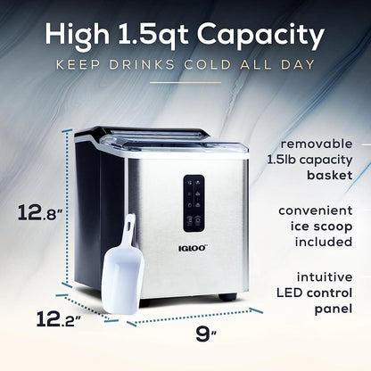 Igloo Automatic Ice Machine Self Cleaning Countertop Ice Maker for Water Bottle & Drinks, Aqua