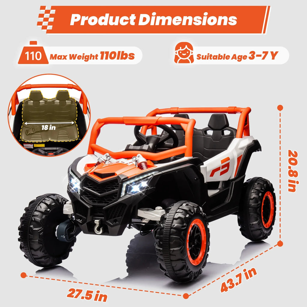 Joyracer 4WD 24 Volt Ride on Toys, 2 Seater Power Car wheels UTV with 800W Motors, Remote Control, Bluetooth Music, Spring Suspension, LED Light, Pink