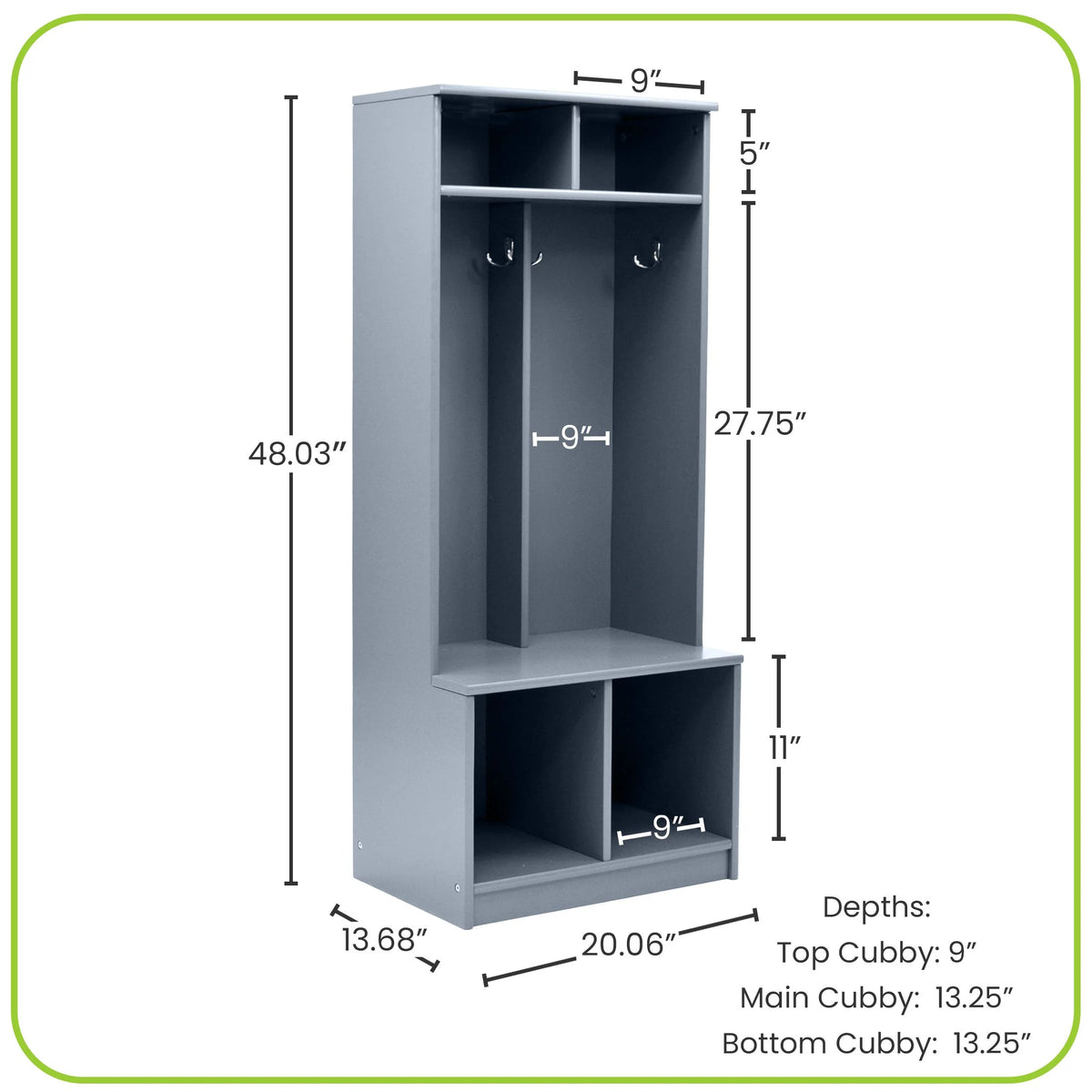 Little Partners Locker Cabinet Cubby Organizer, Learn 'N Store Wooden Classroom Cubbies Compartment Lockers for Storage of Toddlers and Kids Coats, Equipment, Backpacks - Espresso
