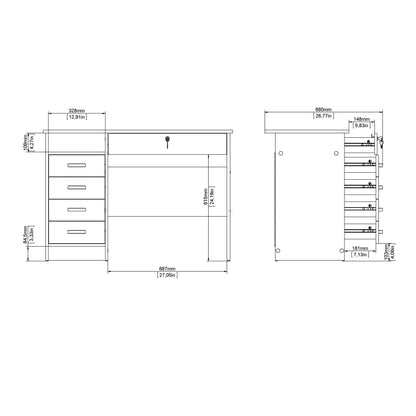 Tvilum Walden 5 Drawer Office Desk with 1 Locking Drawer for Adults, White