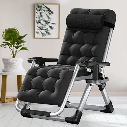 Docred Zero Gravity Chair , Lawn Recliner Folding Chaise Lounge with Removeable Pad Soft Cushion, Headrest and Cup Holder, Camping chairs Patio Fold Lounger Chair