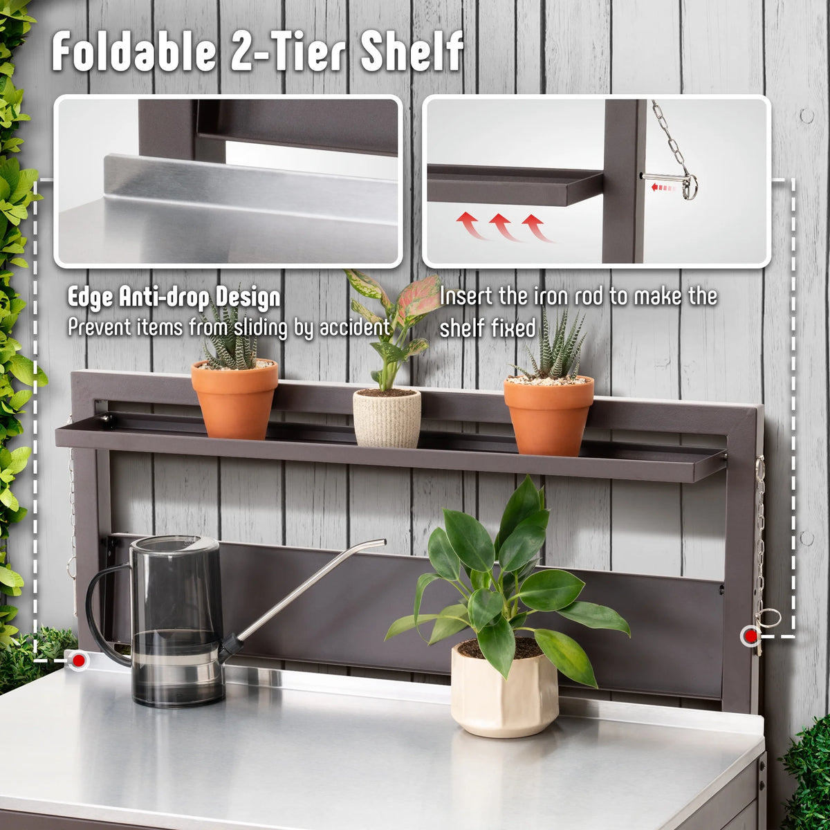 Feasto Garden Potting Bench with Storage Cabinet,Outdoor Gardening Table & Work Bench for Horticulture,Black