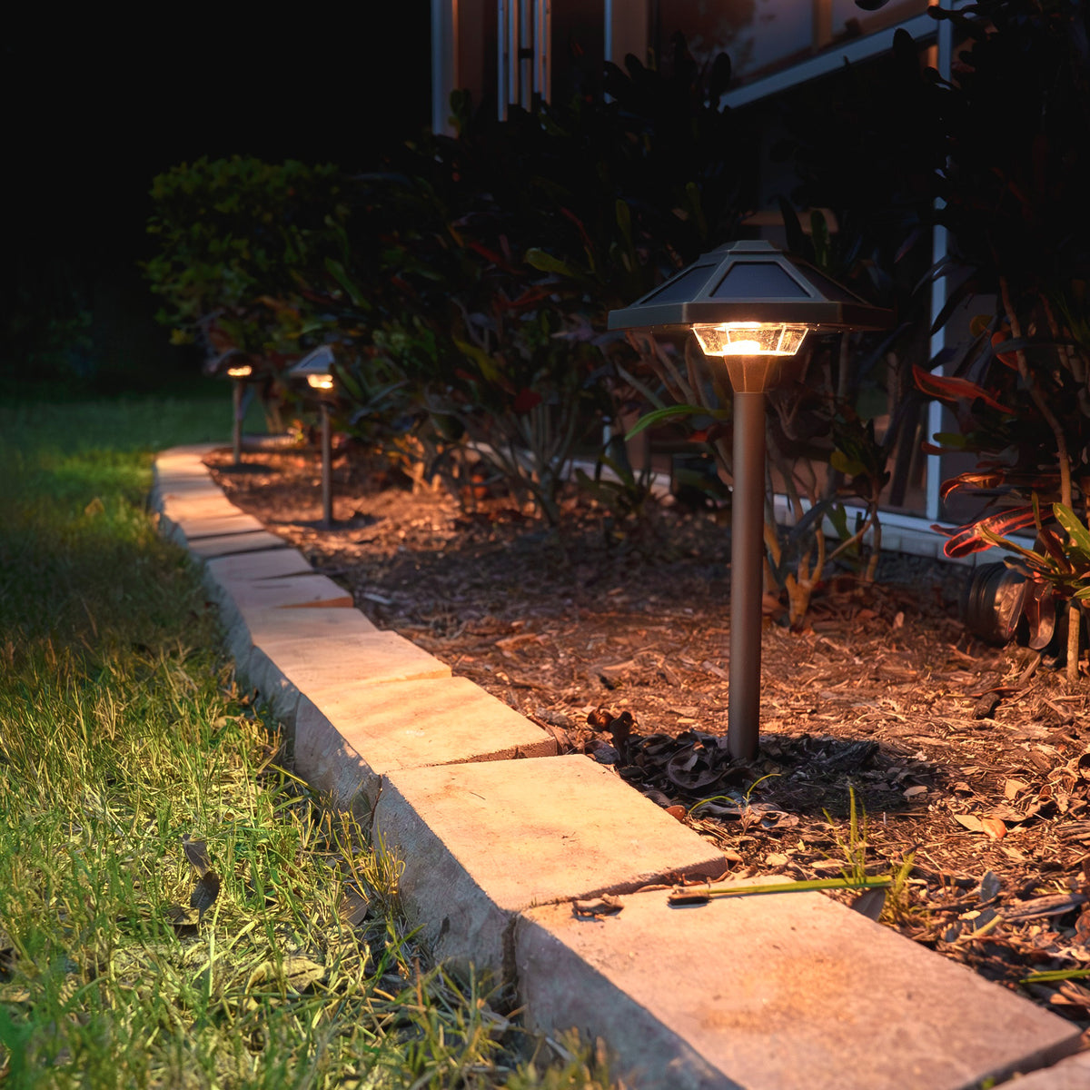 VOLT Premium Solid Brass Outdoor Solar Path Lights, 2-pack