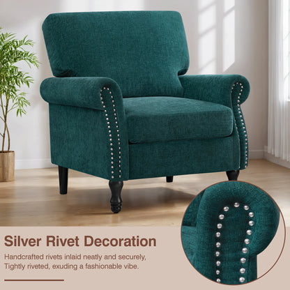 COOLHUT Modern Accent Chair Armchair, Linen Fabric Upholstered Comfy Single Sofa with Solid Wood Frame for Living Room, Gray