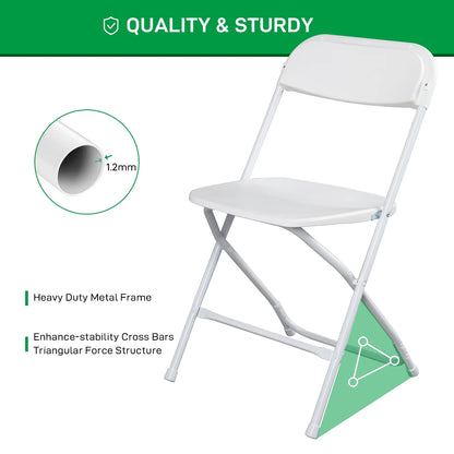 Ktaxon 10 Pack Commercial Plastic Folding Chairs Stackable Wedding Party Chairs Portable Chairs for Outdoor White