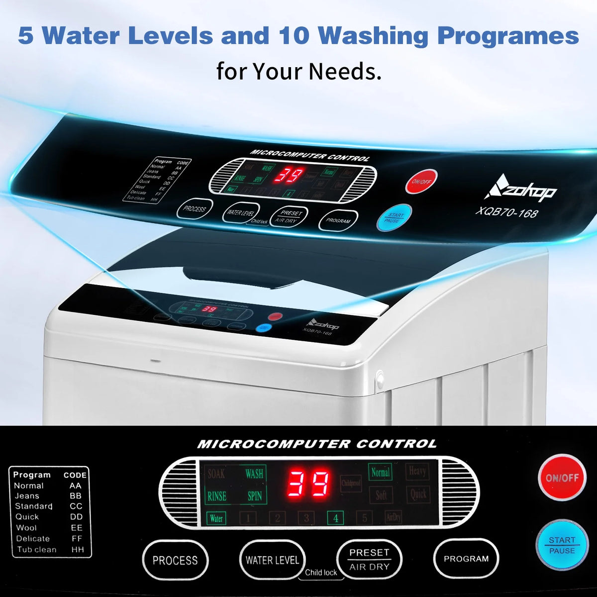 Zimtown Full Automatic Washing Machine, 25 lbs Top Load Portable Washer with Drain Pump