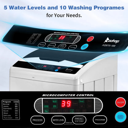 Zimtown Full Automatic Washing Machine, 25 lbs Top Load Portable Washer with Drain Pump