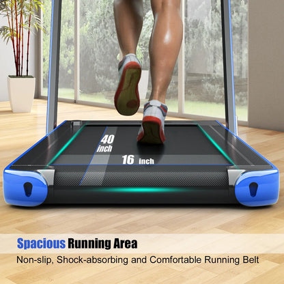 Gymax 2 in 1 Folding Treadmill 2.25HP Running Machine w/ Dual Display APP Control Black