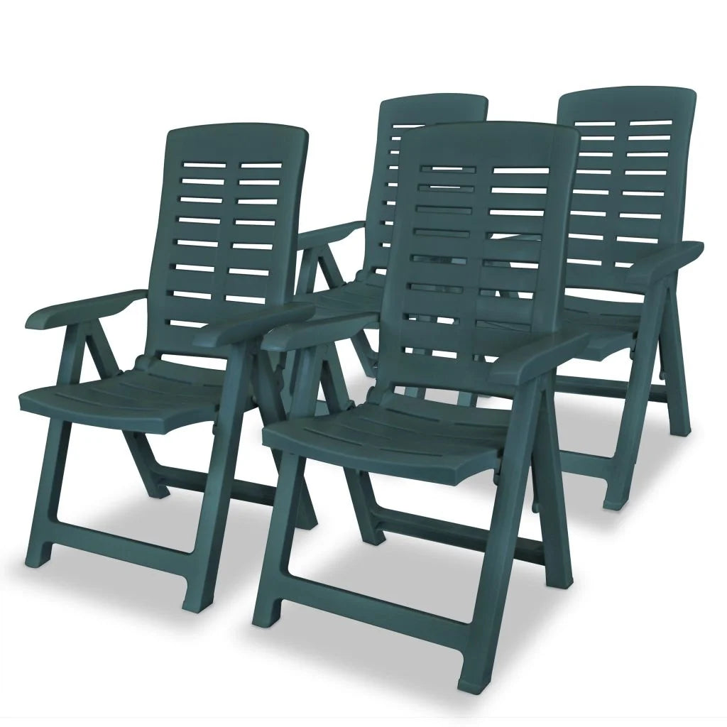 vidaXL Reclining Patio Chairs Outdoor Stack Dining Chair with Armrest Plastic