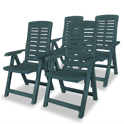 vidaXL Reclining Patio Chairs Outdoor Stack Dining Chair with Armrest Plastic
