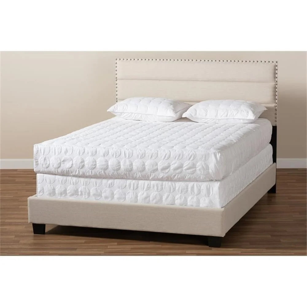 Bowery Hill Modern Fabric Upholstered Full Size Bed in Dark Gray