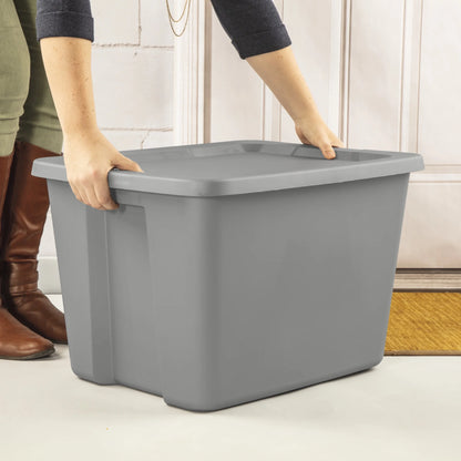 Sterilite 18 Gallon Tote, Plastic Storage Bin with Snap-on Lid, Gray, 8 Count