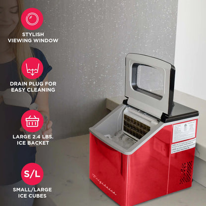 Frigidaire 40lbs. Countertop Clear Square Ice Maker - Stainless Steel