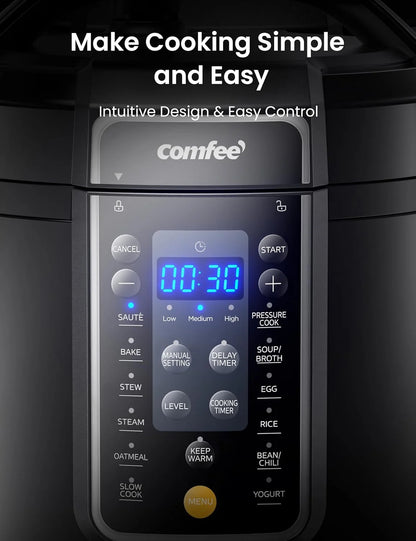 COMFEE�� 6QT Electric Pressure Cooker, 9-in-1 Instant Multi Cooker Olla de Presion  Rice Cooker Slow Cooker Steamer Saut�� Yogurt Maker Non-Stick Pot