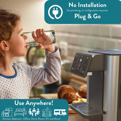 Aqua Optima Countertop Instant Hot & Cold Filtered Water Dispenser, Bottleless Water Cooler, Auto Dispense, No Installation Required
