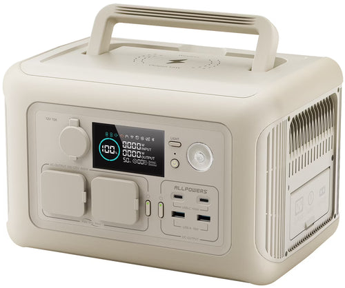 ALLPOWERS Beige R600 Portable Power Station 600W, 299Wh LiFePO4 Battery, Wireless Charging, Solar Generator Charger for Camping, Home Backup, Emergency, off-Grid, Power Outage