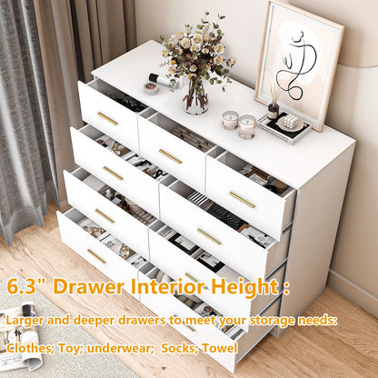 Ktaxon 6 Drawer Double Dresser Wood Dresser Storage Cabinet Drawer Organizer Chest Of Drawers, White