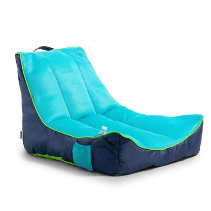 Big Joe Captain's Float No Inflation Needed Pool Lounger with Drink Holder, Blurred Blue Double Sided Mesh, Quick Draining Fabric, 3 feet