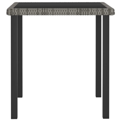 vidaXL Outdoor Dining Table Garden Porch Patio Table with Glass Top PE Rattan
