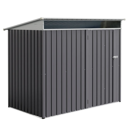 Walsunny 6X4 FT Outdoor Storage Shed,Waterproof Metal Garden Sheds with Lockable Double Door Weather Resistant Steel Tool Storage House Shed Grey