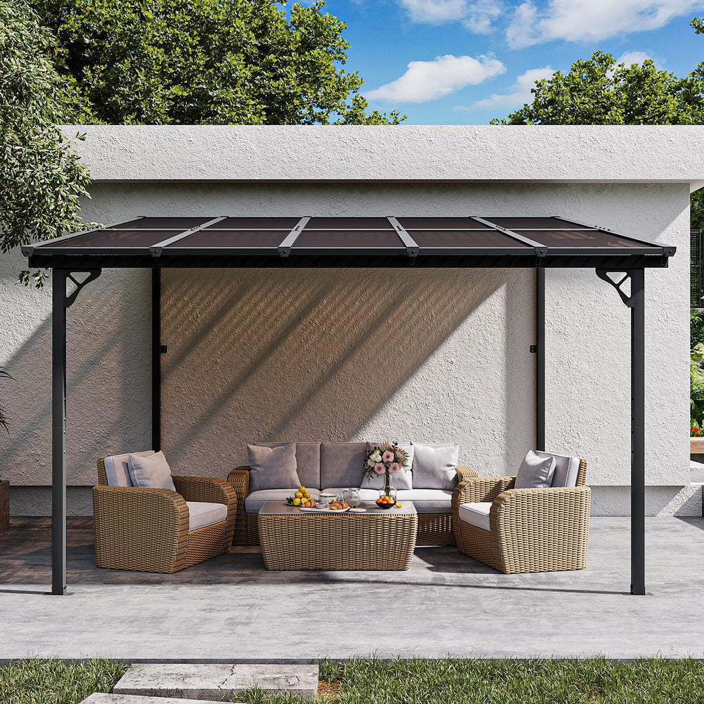 Aoxun 8' x 5' Gazebo for Patio, Gazebo Pergola with Sloped Roof, Grill Gazebo Large Wall-Mounted Heavy Duty Awnings, for Backyard, Deck, Patio