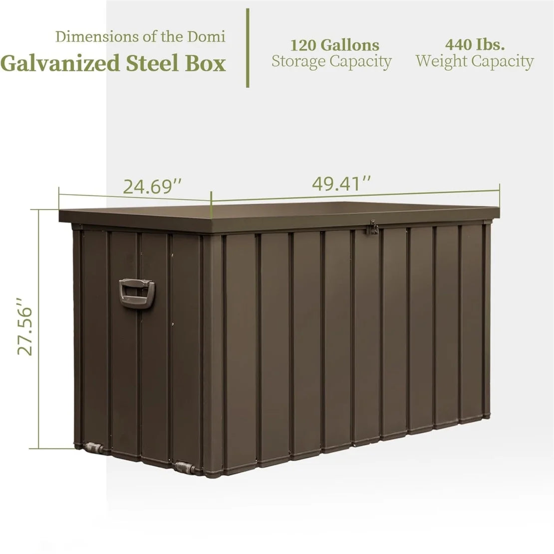 150 Gallon Outdoor Waterproof Storage Deck Box with Portable Side Handles and Moving Roller, Large Patio Storage Lockable for Outside Cushions, Throw Pillows, Garden Tools, Dark Gray
