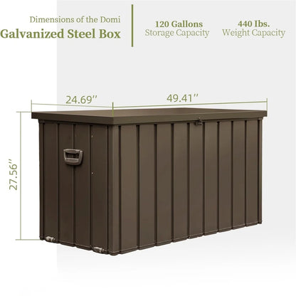 150 Gallon Outdoor Waterproof Storage Deck Box with Portable Side Handles and Moving Roller, Large Patio Storage Lockable for Outside Cushions, Throw Pillows, Garden Tools, Dark Gray