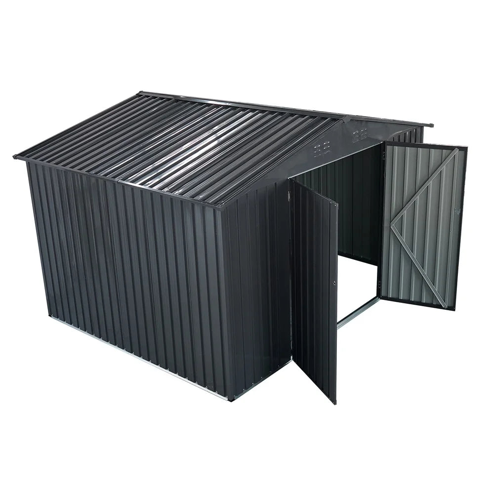 HighSound 6 x 8 FT Outdoor Storage Shed, Metal Garden Shed with with Updated Frame Structure, Tool Sheds for Backyard Garden Patio Lawn Grey
