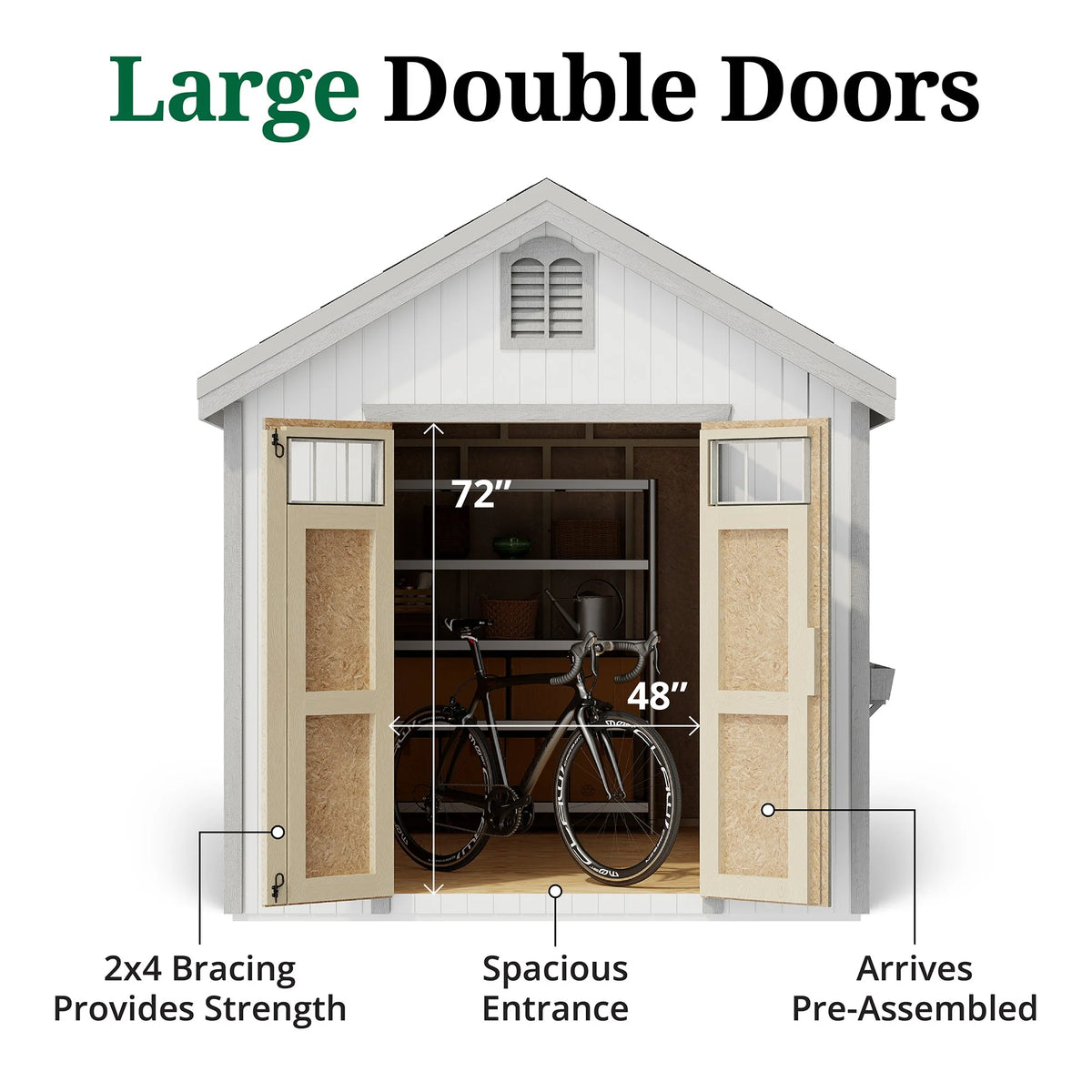 Little Cottage Co. 8x8 Colonial Williamsburg Shed with Operable Windows, Outdoor Wood Storage Do-It-Yourself Precut Kit