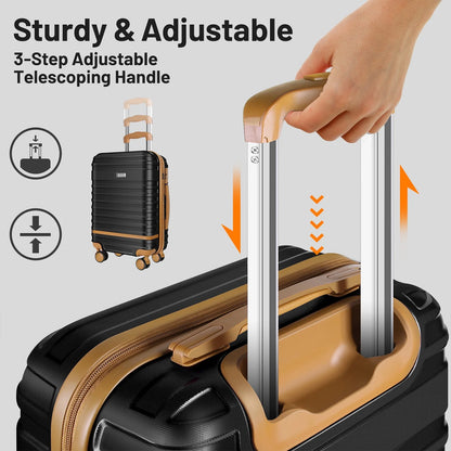 5 Piece Luggage Sets  and Travel Duffel Bag, ABS Hardshell Hardside Checked Luggage with TSA Lock and Double Spinner Wheels Suitcase, Deep Blue