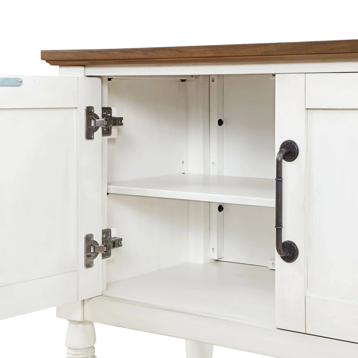 The Pioneer Woman Two-Tone Kitchen Cart Made With Solid Wood Frame, White