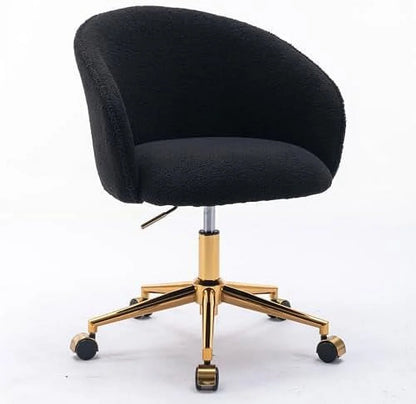 Modern Faux Fur Home Office Chair Height Adjustable, White Desk Chair Vanity Chair for Makeup Room, Rolling Desk Chairs with Wheels, Swivel Furry Cute Desk Chair for Teen Girls Women