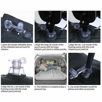 Auto Car Air Mattress Travel Bed PVC Flocking Inflatable Camping Bed with 2 Pillows