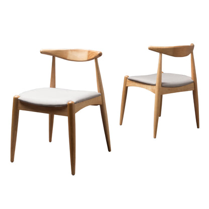 GDF Studio Virgil Mid Century Modern Fabric Upholstered Dining Chairs, Set of 2, Charcoal and Walnut