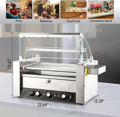 ROVSUN 1050 W 18 Hot Dog Capacity Commercial Hot Dog Roller Grill