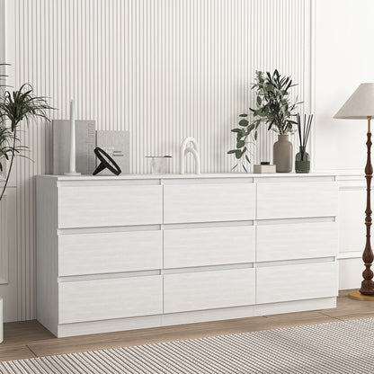 Resenkos Modern Mid Century 6 Drawer Wide Dressers Chests for Bedroom, Chest of Drawer Organizer Grey