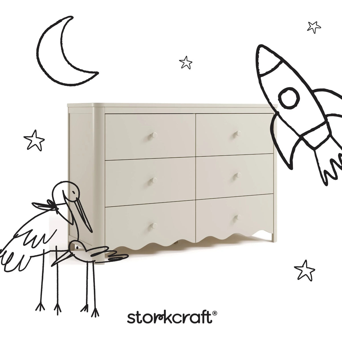 Storkcraft Casablanca 6 Drawer Nursery Dresser, Sage