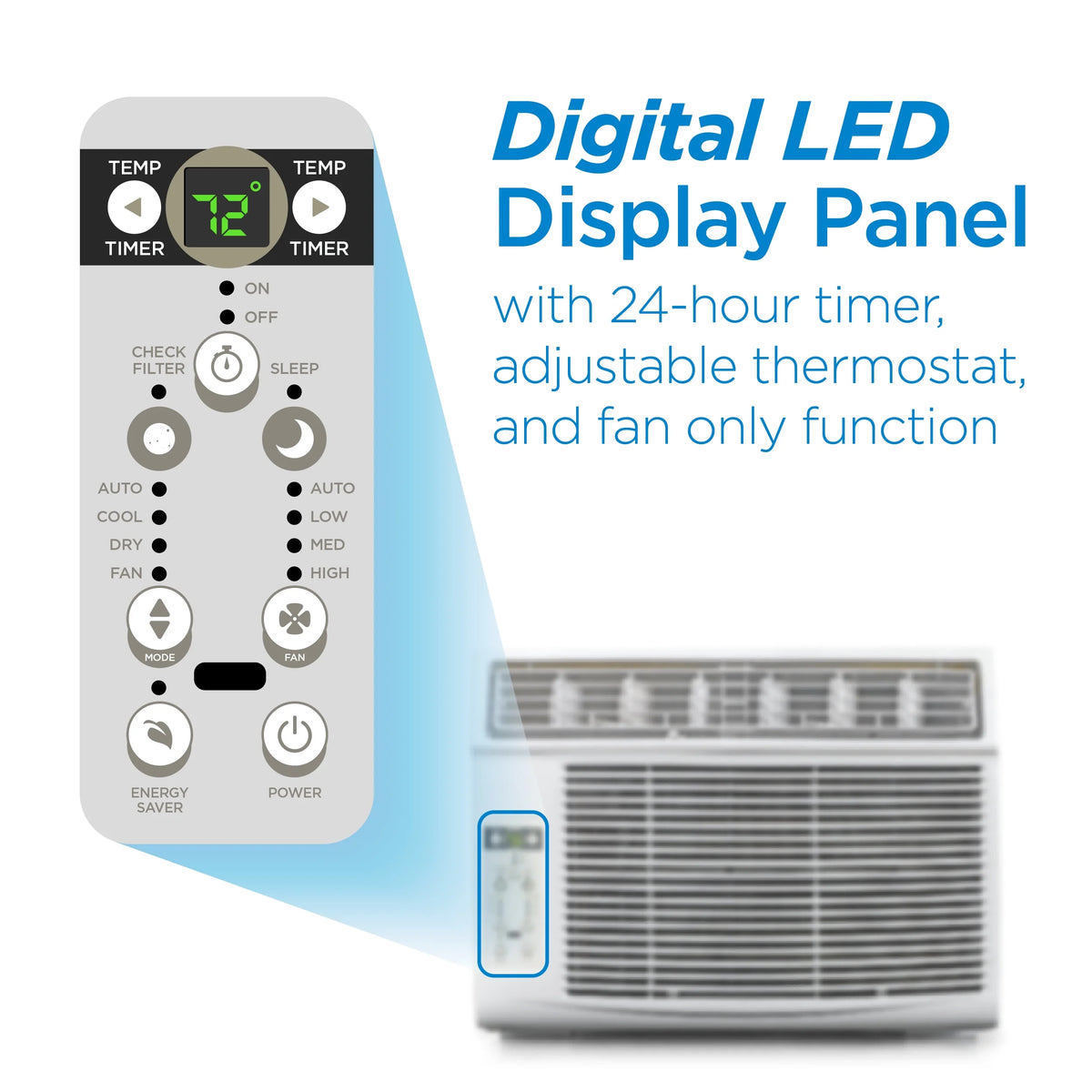 COMMERCIAL COOL 14,500 BTU Window Air Conditioner with Remote Control and Adjustable Thermostat, cools up to 750 Sq. Ft. with Electronic Controls & Digital Display CWAM145W6C