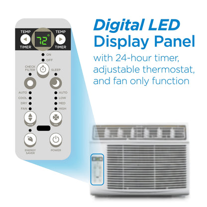COMMERCIAL COOL 14,500 BTU Window Air Conditioner with Remote Control and Adjustable Thermostat, cools up to 750 Sq. Ft. with Electronic Controls & Digital Display CWAM145W6C
