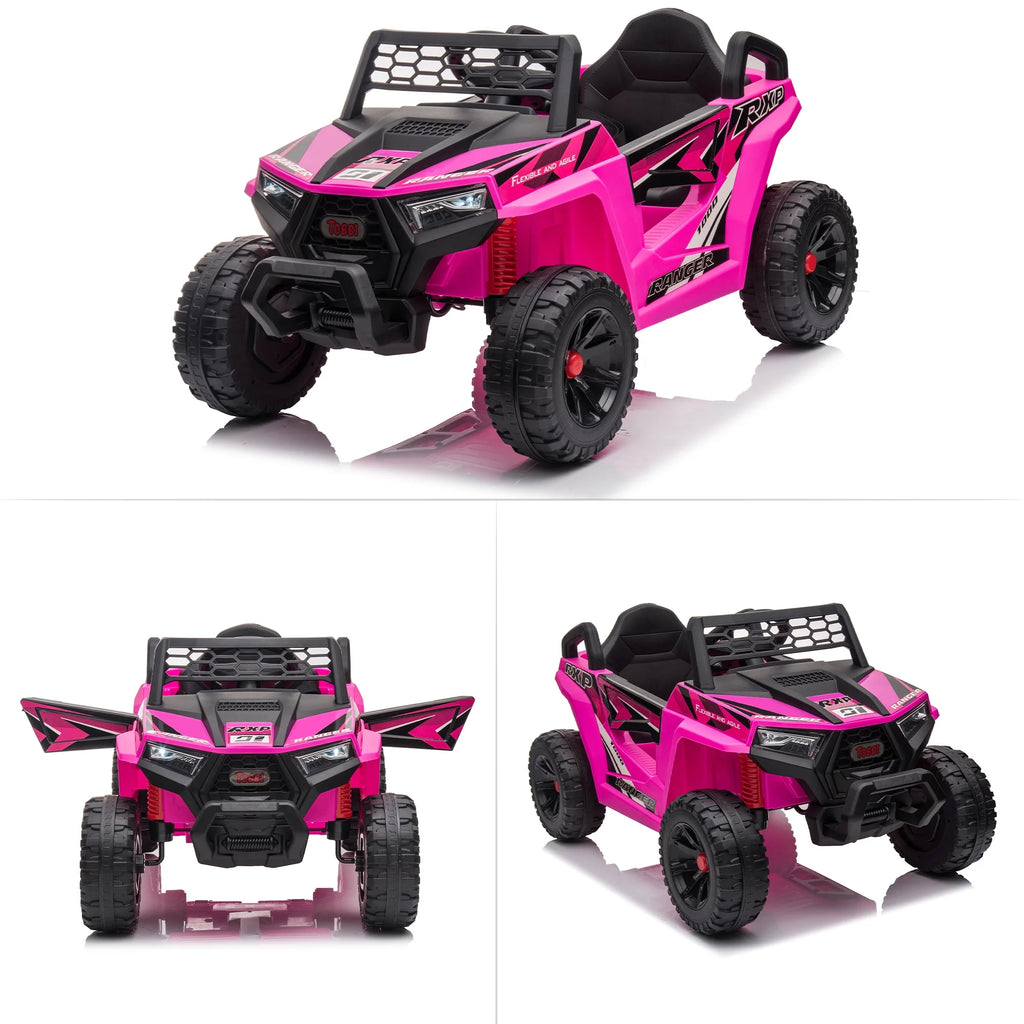 TOBBI 12V Kids Electric off-Road UTV Truck Car Battery Powered Ride on Toys for Girls with LED Headlights, Music, Horn