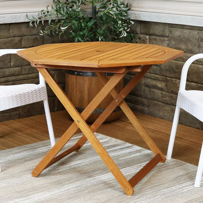 Sunnydaze 35.5" Meranti Folding Octagon Outdoor Dining Table