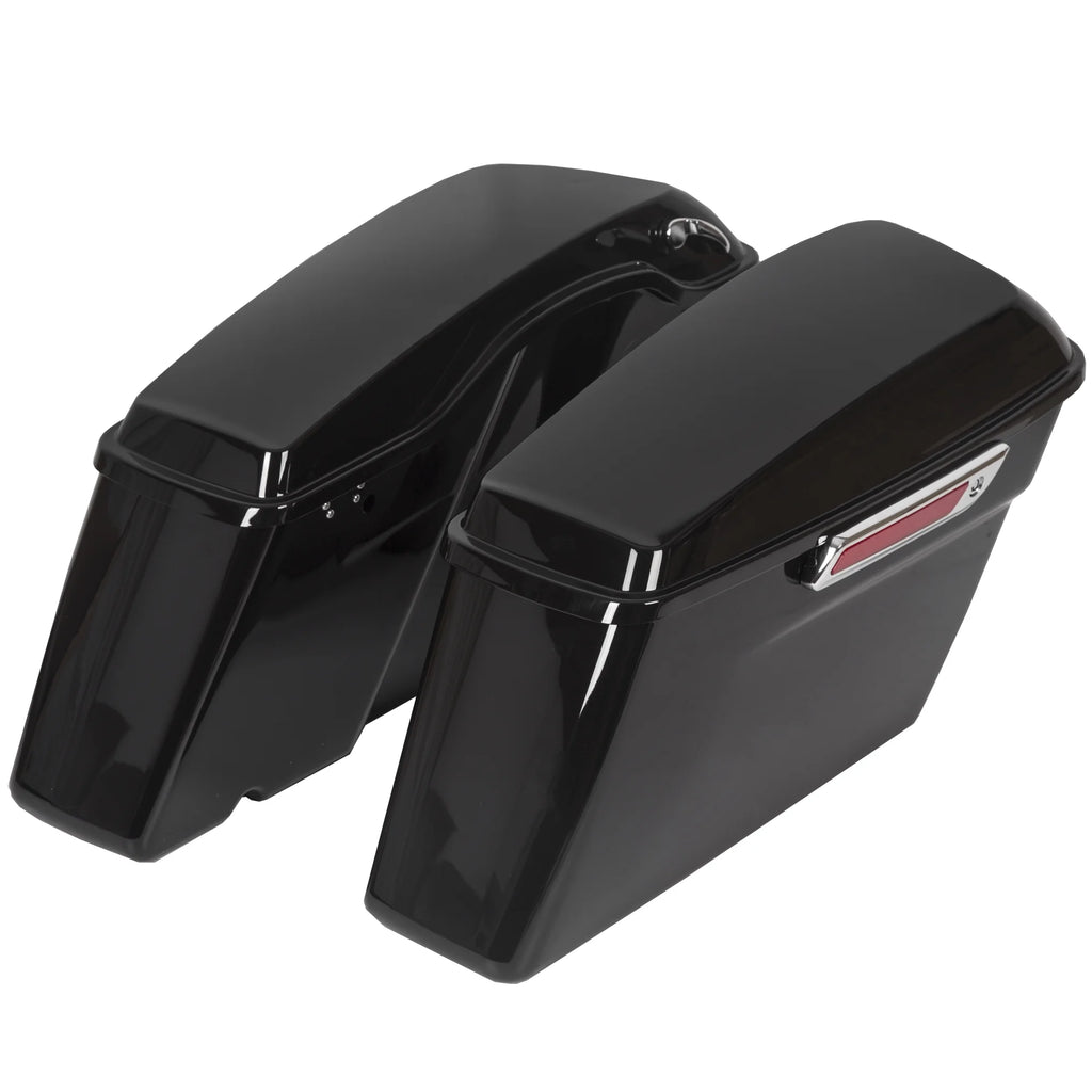 Kojem Hard Saddle Bags for 1993 - 2013 Harley Road King Glide Vivid Black Lockable Saddlebags