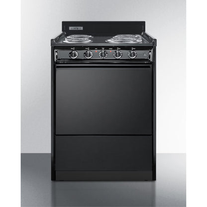 24" wide electric coil range in black