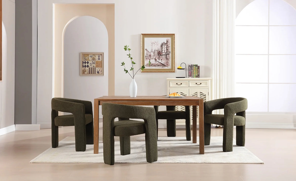 Guyou Modern Sherpa Upholstered Dining Chair, Cute Barrel Side Armchair Kitchen Chair with Armrests and Back for Living Room Dining Room Bedroom, Green